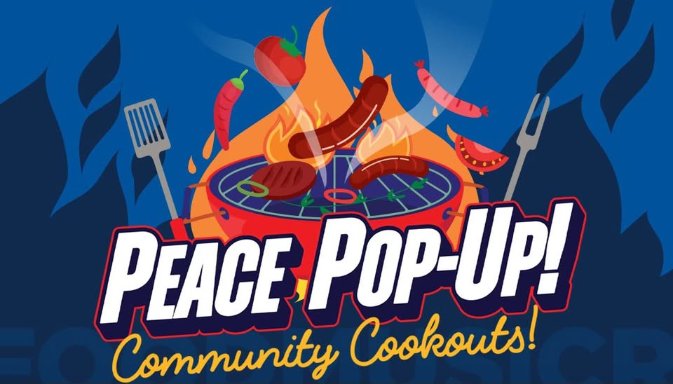City of Columbus Peace Pop-Up Community Cookout flyer for the Rosewind area on September 3, 2026, from 5 to 7 p.m., featuring food, music, community resources and activities.